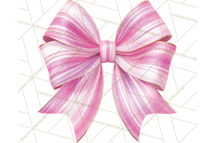 Valentine Bow PNG, Glitter Striped Heart Ribbon Clipart Product Image 3