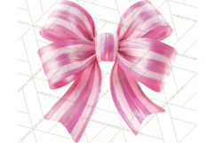 Valentine Bow PNG, Glitter Striped Heart Ribbon Clipart Product Image 4