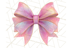 Valentine Bow PNG, Glitter Striped Heart Ribbon Clipart Product Image 5