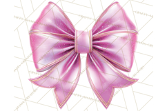 Valentine Bow PNG, Glitter Striped Heart Ribbon Clipart Product Image 2