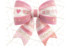 Valentine Bow PNG, Glitter Striped Heart Ribbon Clipart Product Image 4