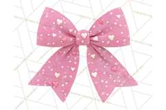 Valentine Bow PNG, Glitter Striped Heart Ribbon Clipart Product Image 5