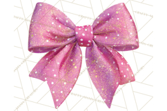 Valentine Bow PNG, Glitter Striped Heart Ribbon Clipart Product Image 2