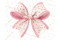 Valentine Bow PNG, Glitter Striped Heart Ribbon Clipart Product Image 4
