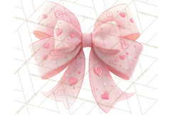 Valentine Bow PNG, Glitter Striped Heart Ribbon Clipart Product Image 5