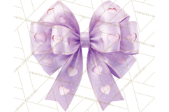 Valentine Bow PNG, Glitter Striped Heart Ribbon Clipart Product Image 2