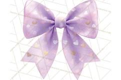 Valentine Bow PNG, Glitter Striped Heart Ribbon Clipart Product Image 3