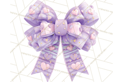Valentine Bow PNG, Glitter Striped Heart Ribbon Clipart Product Image 3