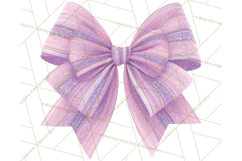 Valentine Bow PNG, Glitter Striped Heart Ribbon Clipart Product Image 3