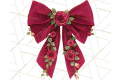 Valentine Bow PNG, Glitter Striped Heart Ribbon Clipart Product Image 5