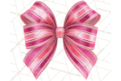 Valentine Bow PNG, Glitter Striped Heart Ribbon Clipart Product Image 4