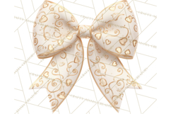 Valentine Bow PNG, Glitter Striped Heart Ribbon Clipart Product Image 4