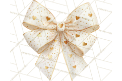 Valentine Bow PNG, Glitter Striped Heart Ribbon Clipart Product Image 5