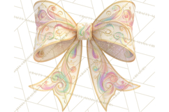 Valentine Bow PNG, Glitter Striped Heart Ribbon Clipart Product Image 2