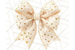 Valentine Bow PNG, Glitter Striped Heart Ribbon Clipart Product Image 3