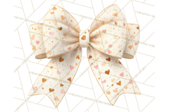 Valentine Bow PNG, Glitter Striped Heart Ribbon Clipart Product Image 5