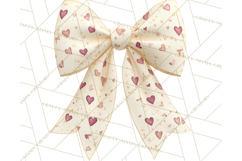 Valentine Bow PNG, Glitter Striped Heart Ribbon Clipart Product Image 2