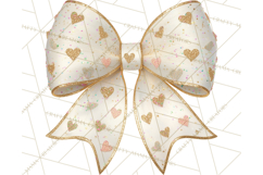 Valentine Bow PNG, Glitter Striped Heart Ribbon Clipart Product Image 3