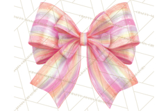 Valentine Bow PNG, Glitter Striped Heart Ribbon Clipart Product Image 4