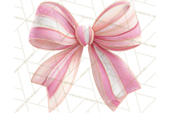 Valentine Bow PNG, Glitter Striped Heart Ribbon Clipart Product Image 5