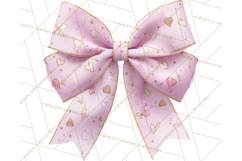 Valentine Bow PNG, Glitter Striped Heart Ribbon Clipart Product Image 2