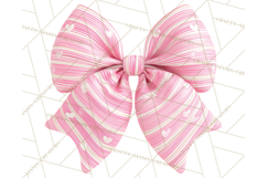 Valentine Bow PNG, Glitter Striped Heart Ribbon Clipart Product Image 3