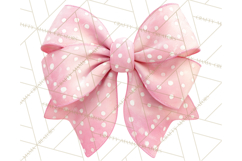 Valentine Bow PNG, Glitter Striped Heart Ribbon Clipart Product Image 5