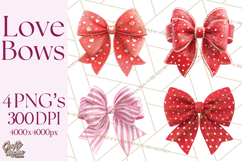 Valentine Bow PNG, Glitter Striped Heart Ribbon Clipart Product Image 1