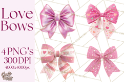 Valentine Bow PNG, Glitter Striped Heart Ribbon Clipart Product Image 1