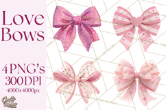 Valentine Bow PNG, Glitter Striped Heart Ribbon Clipart Product Image 1