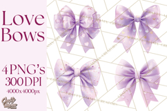 Valentine Bow PNG, Glitter Striped Heart Ribbon Clipart Product Image 1