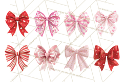 Valentine Bow PNG, Glitter Striped Heart Ribbon Clipart Product Image 2