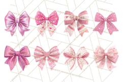 Valentine Bow PNG, Glitter Striped Heart Ribbon Clipart Product Image 4