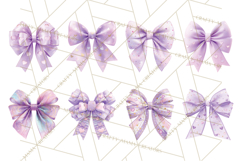 Valentine Bow PNG, Glitter Striped Heart Ribbon Clipart Product Image 5