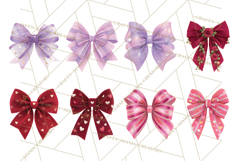 Valentine Bow PNG, Glitter Striped Heart Ribbon Clipart Product Image 6