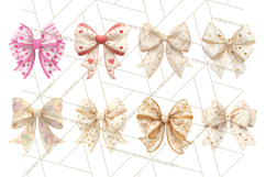 Valentine Bow PNG, Glitter Striped Heart Ribbon Clipart Product Image 7