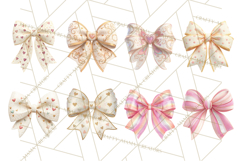 Valentine Bow PNG, Glitter Striped Heart Ribbon Clipart Product Image 8