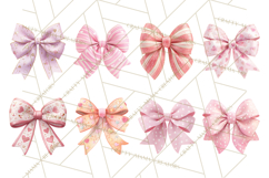 Valentine Bow PNG, Glitter Striped Heart Ribbon Clipart Product Image 9