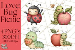 Love Bug Picnic Clipart PNG, Sweet Insect Valentine Clip Art Product Image 1