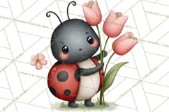 Love Bug Picnic Clipart PNG, Sweet Insect Valentine Clip Art Product Image 4