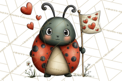Love Bug Picnic Clipart PNG, Sweet Insect Valentine Clip Art Product Image 2