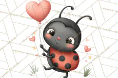 Love Bug Picnic Clipart PNG, Sweet Insect Valentine Clip Art Product Image 3