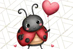 Love Bug Picnic Clipart PNG, Sweet Insect Valentine Clip Art Product Image 5