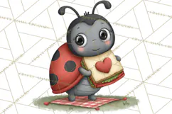 Love Bug Picnic Clipart PNG, Sweet Insect Valentine Clip Art Product Image 3