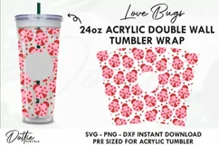Love Bug Valentines Starbucks 24oz Acrylic Tumbler Cup Wrap Product Image 1