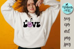 Love bunny svg, Easter groovy svg Product Image 1
