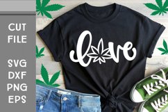 Love with Cannabis Leaf, Cannabis SVG, Hand Lettered Product Image 1