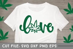 Love with Cannabis Leaf, Cannabis SVG, Hand Lettered Product Image 2