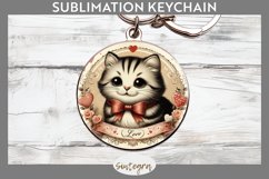 Love Cat v1 Round Keychain Sublimation Product Image 1