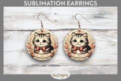 Love Cat v1 Round Earrings Sublimation Product Image 1